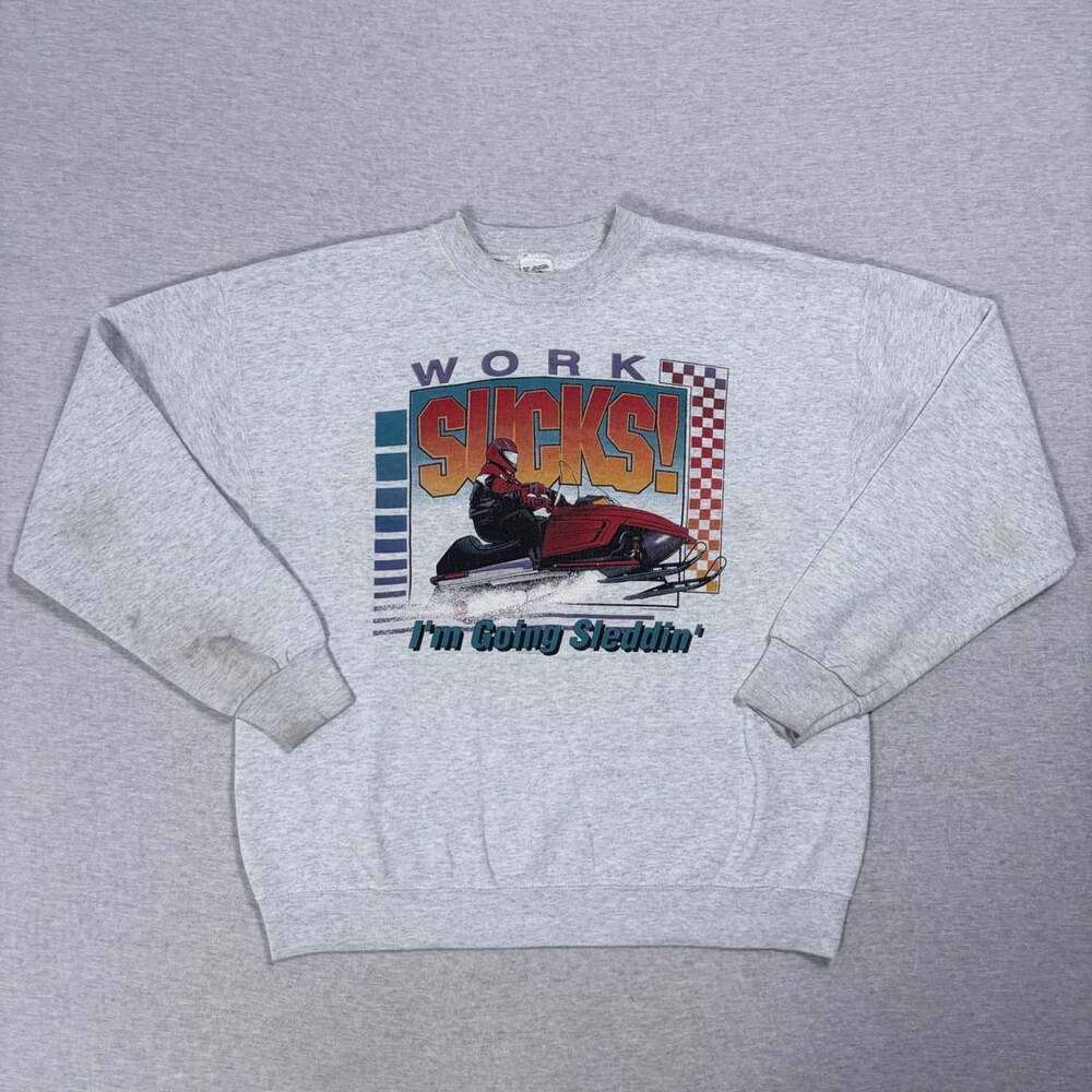 Vintage 1994 Fruit of the Loom I'm Going Sleddin' Snowmobile Sweatshirt XL